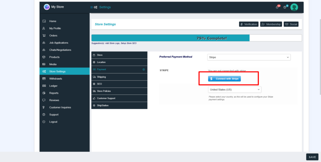 Stripe payment setup for withdrawing earnings on 3DGigs